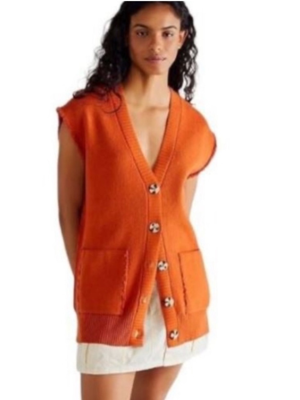 Free People Oakleigh Vest Rust Orange . Size Large. - Picture 2 of 13